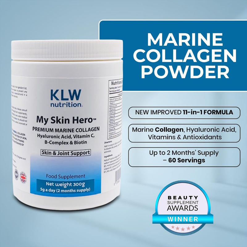 Premium Marine Collagen Powder - with Vitamin C, B-Complex, Biotin, Hyaluronic Acid - No fillers, sweeteners or additives - Healthy Skin & Joints - New Improved Formulation - 1-2 Months Supply