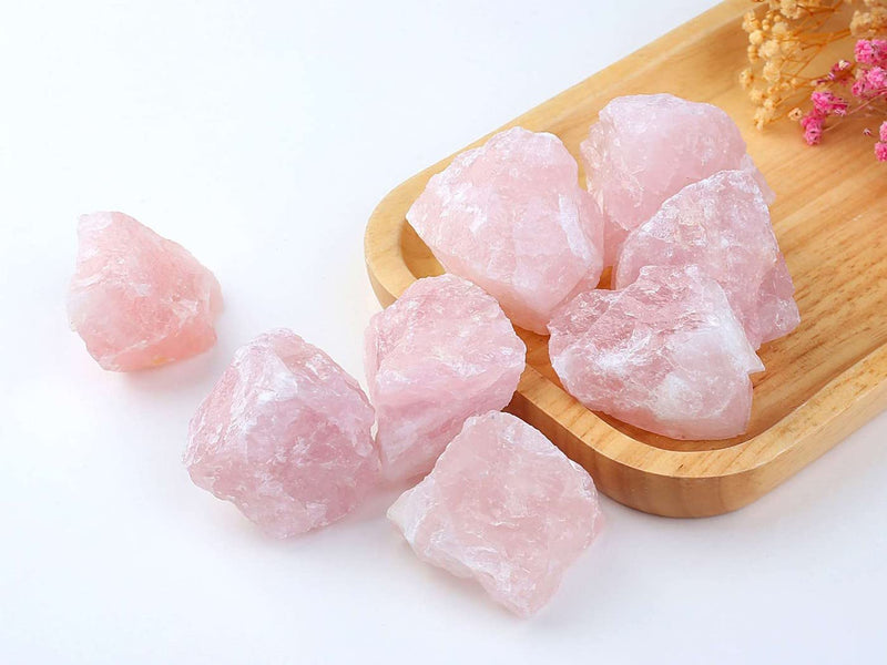 [Australia] - LAIDANLA Rose Quartz 2" Natural Rough Stones Crystal Large Raw Crystals Bulk Healing Gemstones for Reiki Healing Tumbling Fountain Rocks Wire Wrapping Decoration Cabbing Lapidary 4PCS 0.55lb 0.55 Pound 