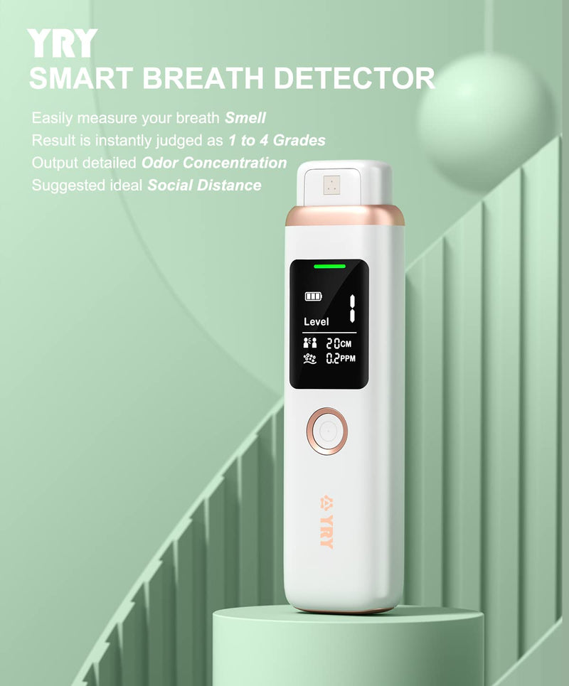 [Australia] - YRY Smart Breath Odor Detector, Portable Halimeter for Bad Breath, Precise MEMS Sensor, 32-bit CPU, Auto Calibration, 30-Day Rechargeable Battery 