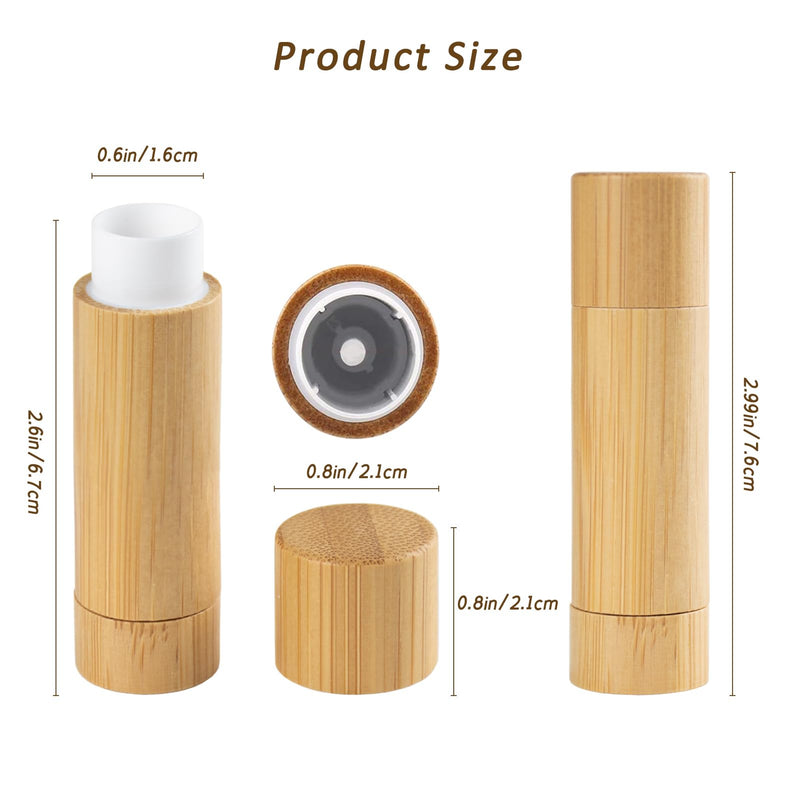 24Pcs Bamboo Empty Lipstick Tubes, AUHOKY 5.5g Refillable DIY Lip Balm Tube Containers with Clear PP Plastic Inner, Cosmetic Lipstick Lip Gloss Deodorant Case Holder For Women Girls Makeup 24Pcs, Bamboo