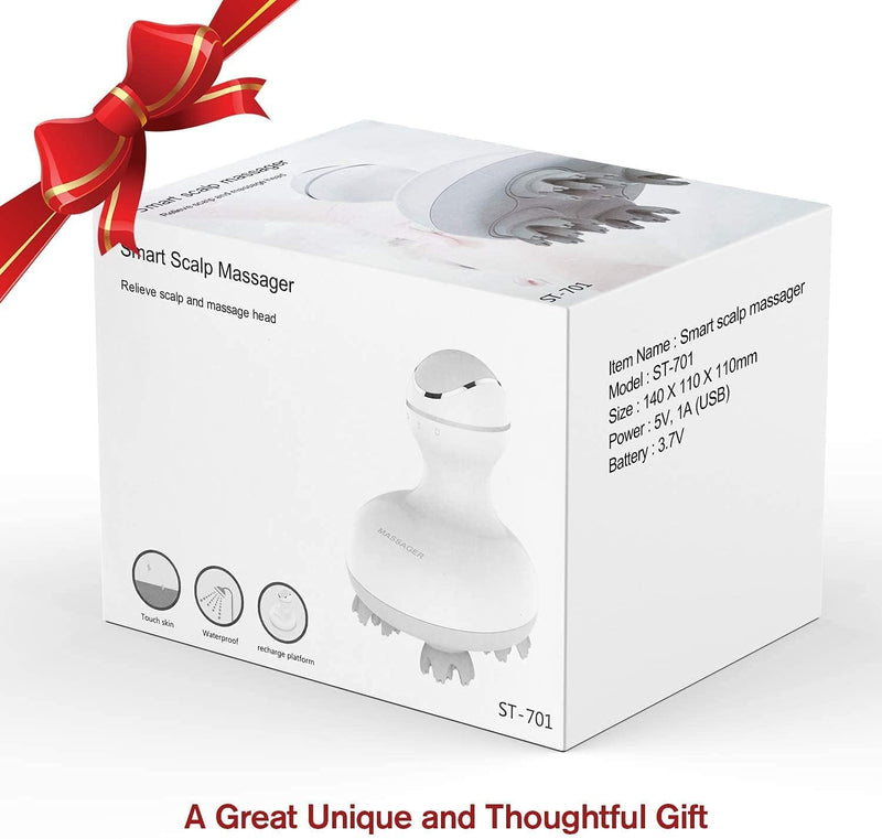 [Australia] - LATME Scalp Massager with 4 Replacement Massage Heads Portable Head Scratcher with Tissue Kneading Nodes Gifts Idea Stress Release Massager for Muscles Shoulder Calf 