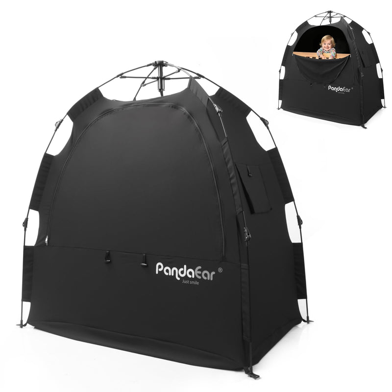 [Australia] - PandaEar Portable Blackout Tent for Babies and Toddlers, Privacy Canopy Cover for Pack N Play, Mini Cribs, Foldable Sleep Pod Travel & Indoor Use, Blocks 95% Light, Black 
