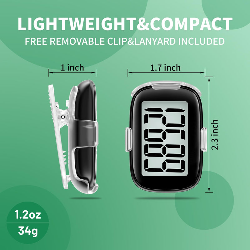 [Australia] - Pedometer Walking Simple 3D Step Counter with Clip and Lanyard, Activities Fitness Tracker Without Smartphone, Accurate Step Tracker for Women, Men, Seniors Black 