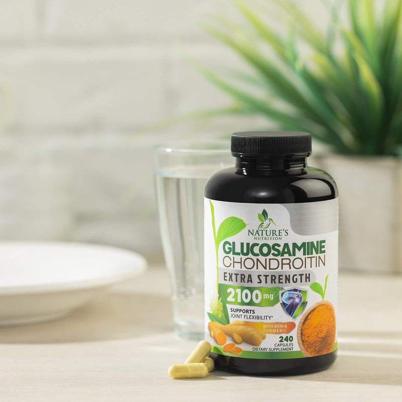 [Australia] - Glucosamine Chondroitin MSM Complex - Joint Support Supplement Turmeric & Boswellia, Triple Strength Glucosamine Capsules - Support for Joint Health & Mobility with Quercetin Bromelain - 240 Capsules 240 Count (Pack of 1) 