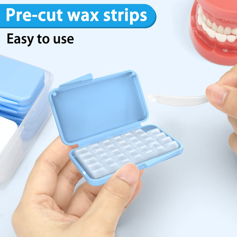 [Australia] - Braces Wax Precut, 10 Pack 50 Strips 350+ Perfect Size Dots,Includes Separate Cases,Big Storage Box & 2 Removal Tools, Food-Grade Premium Dental Wax- Stick Better(Unscented/Mint+Aloe Vera+Vitamin E) 