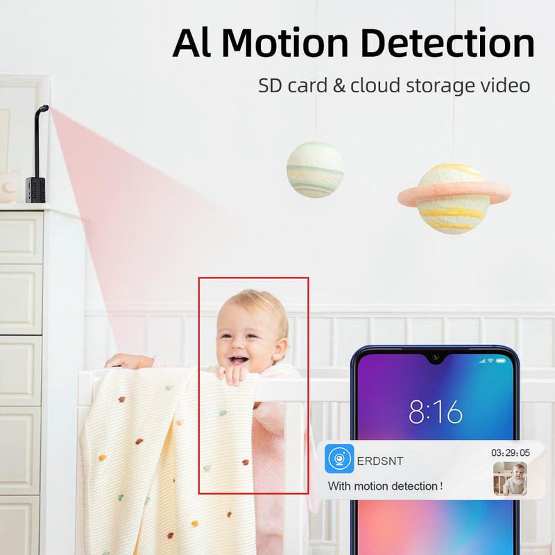 [Australia] - WiFi Baby Monitor Baby Car Camera 1080P HD WiFi Baby Security Camera 2100mA Battery Suitable for Cribs Strollers Indoor B 