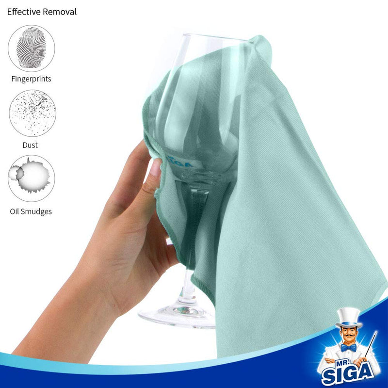 [Australia] - MR.SIGA Ultra Fine Microfiber Cloths for Glass, Pack of 12, 35 x 40cm 13.7" x 15.7" Green 12 Pack-13.7 X 15.7 inch 
