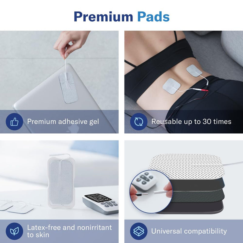 Alcedo Rechargable TENS+EMS Muscle Stimulator for Pain Relief | 3-in-1 Dual Channel, 40 Levels, 41 Programs, 8 Reusable Pads (3 Sizes), A/B Control, Back/Neck Pain