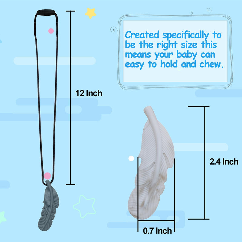 [Australia] - Sensory Chew Necklace for Kids, Boys and Girls, 5 Pack Silicone Feather Chewy Necklaces for Autism, ADHD, Chewing, Oral Motor Chewable Pendant for Mild Chewers 