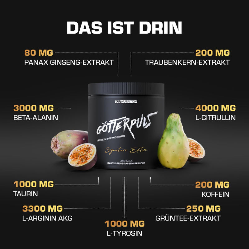 [Australia] - OS NUTRITION Götterpuls Premium Pre Workout Signature Edition 395g (prickly pear passion fruit) prickly pear passion fruit 