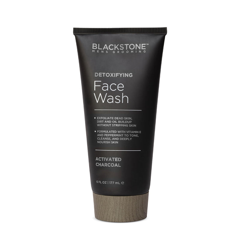 Blackstone Men's Grooming Detoxifying Face Wash with Vitamin E and Peppermint - Deep Cleansing & Exfoliating | Paraben & Cruelty Free | Made in USA - Activated Charcoal (6 Fl Oz) (Pack of 2) 6 Fl Oz (Pack of 2)