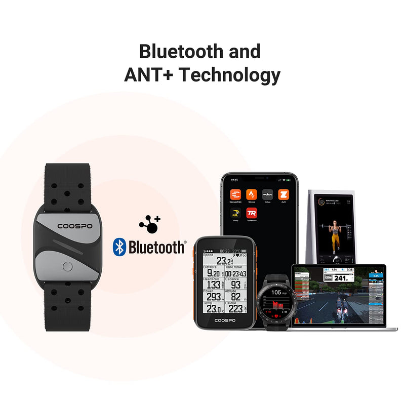 [Australia] - COOSPO Heart Rate Monitor Armband HW807, Bluetooth 5.0 ANT+ HRM with HR Zone LED Indicator, Tracking Heartbeat HRV for Fitness Training, Work with Peloton/Polar/Wahoo/Strava/Zwift/DDP Yoga HW807 Armband Heart Rate Monitor 