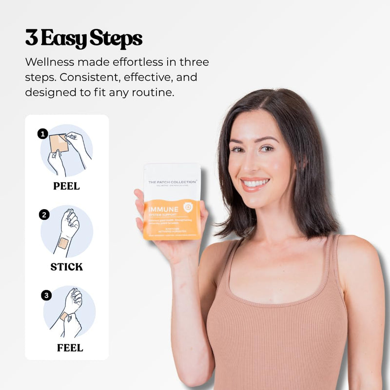 High Strength Immune System Support Boost Patch | 6-in-1 Complex with Vitamin C, D, B12, Zinc, Turmeric, Elderberry, Ginkgo Biloba, Echinacea | Vegan & Latex Free (Pack of 15)