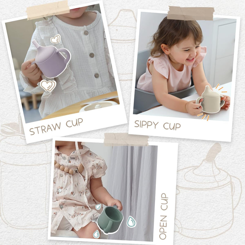 [Australia] - Moonkie Silicone Baby Sippy Cups | 3 Stages Training Cup Straw Cup for Infants Toddlers and Kid | 4 oz 1Pack Ether 