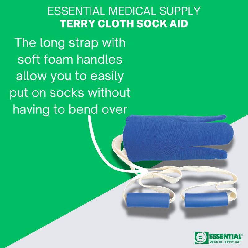 [Australia] - Essential Medical Supply Terry Cloth Sock Aid - Easy to Use Sock Helper Device for Daily Living for Seniors, the Elderly or Anyone Who Needs Help Dressing One Size Terrycloth 
