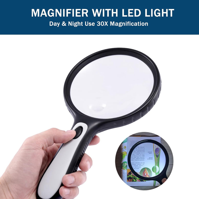 [Australia] - iMagniphy Large Magnifying Glass with Light - 5.5-inch Lens Magnifier, 2X & 5X Magnification for Seniors with Macular Degeneration - Lighted Magnifying Glass for Reading, Soldering, Cross Stitch 