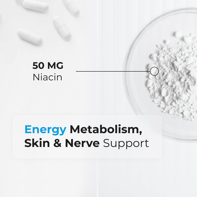 Biogenique Niacin 50mg - Vitamin B3 Niacin - Supports Energy Production, Healthy Metabolism & Nervous System Function - Energy Supplement - 30 Capsules Made in Canada, Non-GMO, Vegan 30 Count (Pack of 1)
