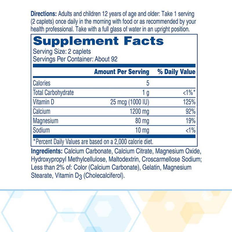 Citracal Slow Release- Calcium 1200 mg with Vitamin D3, Magnesium, Calcium Supplement, Bone Health Support, Take Once Daily Caplet, 185 Count