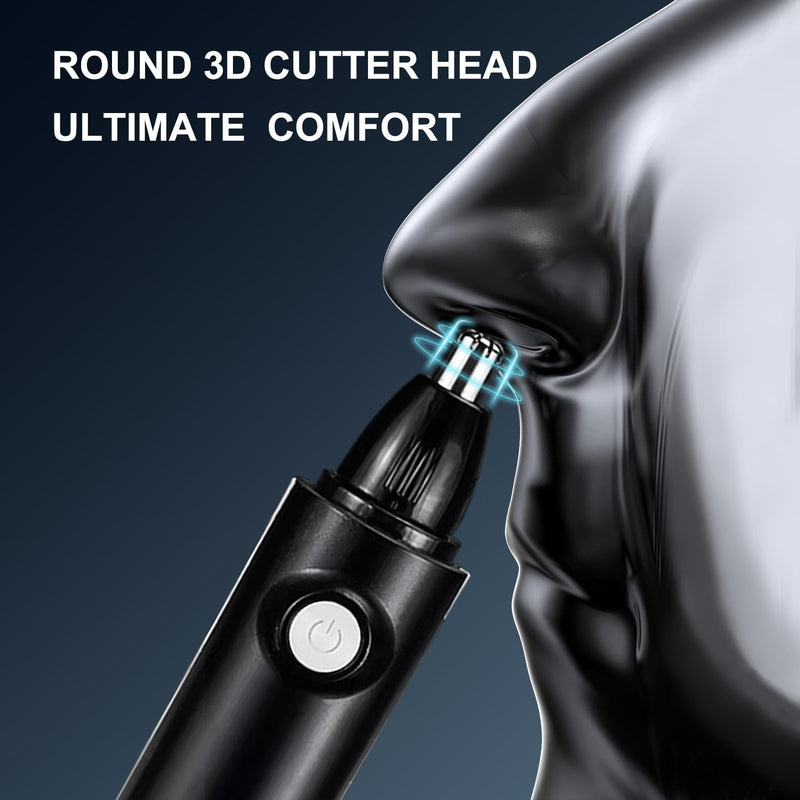 Nose Trimmer for Men & Women, Professional Eyebrow & Facial Hair Remover, IPX7 Waterproof, USB Rechargeable, Easy Cleaning, All-in-ONE Black