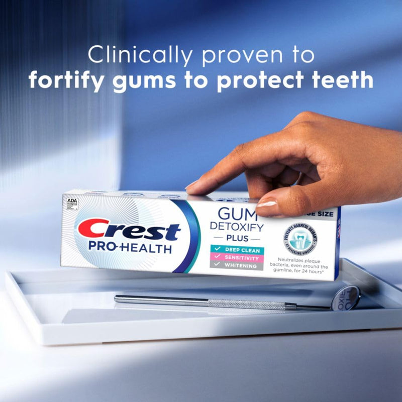 [Australia] - Crest Pro-Health Gum Detoxify Plus Toothpaste 4.5 oz Pack of 3 - Antibacterial Fluoride Toothpaste, Sensitivity Protection, Whitens Teeth, Anticavity, Plaque Control 