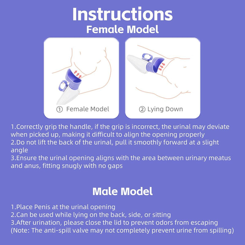 [Australia] - Female Urinal - Ergonomic Spill Proof Travel Pee Container with Hose for Women, 24 Oz Bed Pans for Elderly Females, Portable External Urine Collection Device Mobility & Daily Living Aids Female 