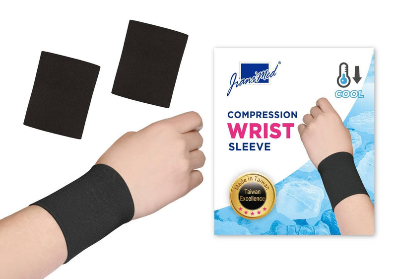 WinCool® Compression Wrist Sleeve–Lightweight, Cooling Yarn, Moisture-Wicking, Wrist Support, Pain Relief, Daily Use, Taiwan Excellence S/M Black