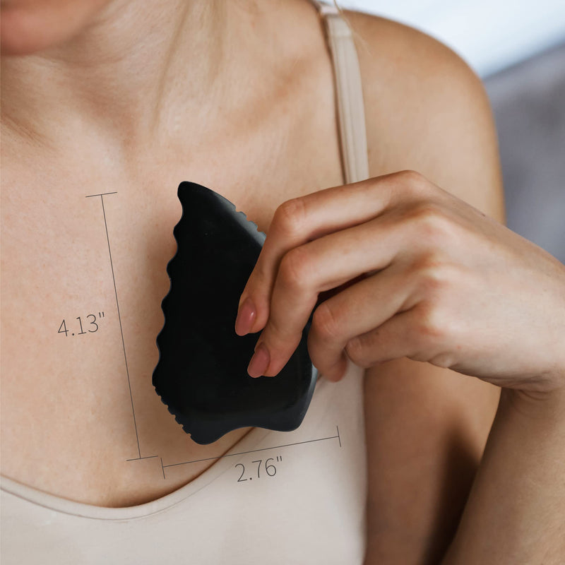 [Australia] - Gua Sha Facial Tools, Natural Bian Stone Gua Sha Jade Scraping Massage Tool, Body Gua Sha Stone with Comb, Large GuaSha Set for Traditional Acupuncture Therapy(Pear-Shaped) Pear-Shaped 