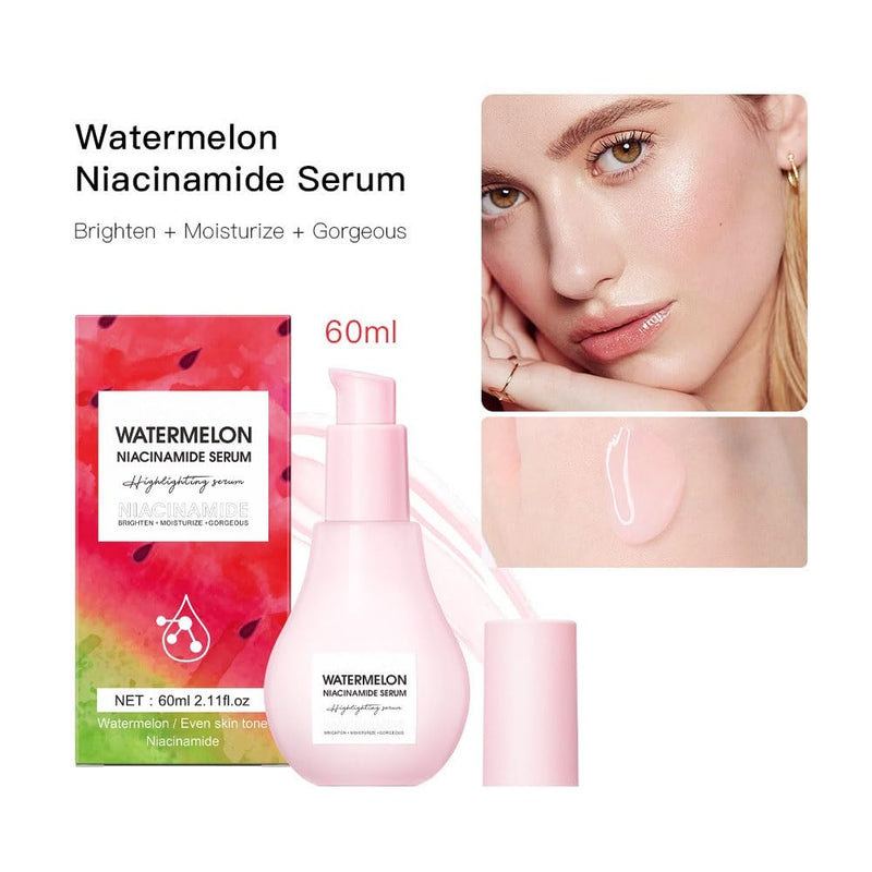 2 Pcs Watermelon Moisturizer Glow Priming Serum,Hydrating & Brighten with Hyaluronic Acid Lightweight Facial Serum.