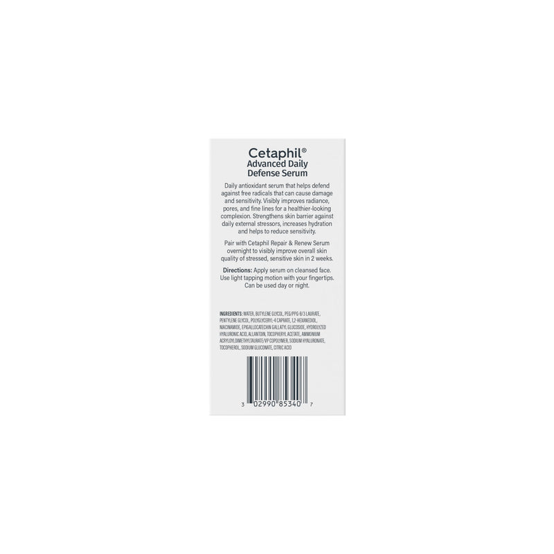 Cetaphil Advanced Defence AM Face Serum, Dermatologist Recommended, 1 fl oz | Strengthens Skin Barrier Against Daily Stressors, Gallic Acid & Vitamin E, Helps Stressed, Sensitive Skin, 1 Dropper