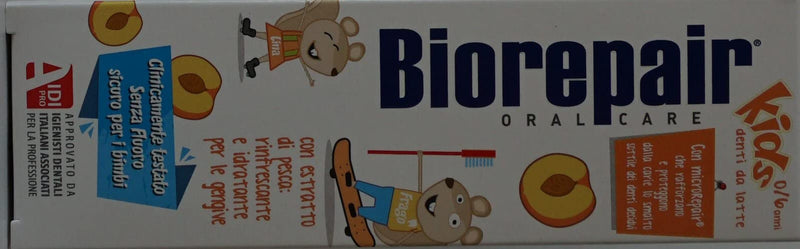 Biorepair Kids 0-6 Oral Care Toothpaste Peach 1.7fl.oz 50ml, Pack of 4