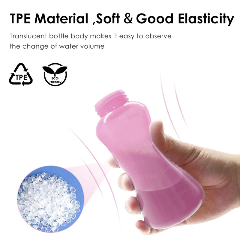 [Australia] - RUFCRIL Mini Peri Bottle, 350ml Portable Travel Bidet with Extra Ring and Carry Bag, TPE Material for High Temperature Resistance, Essentials for Postpartum Perineal Care,Hemorrhoid Treatment, Pink 