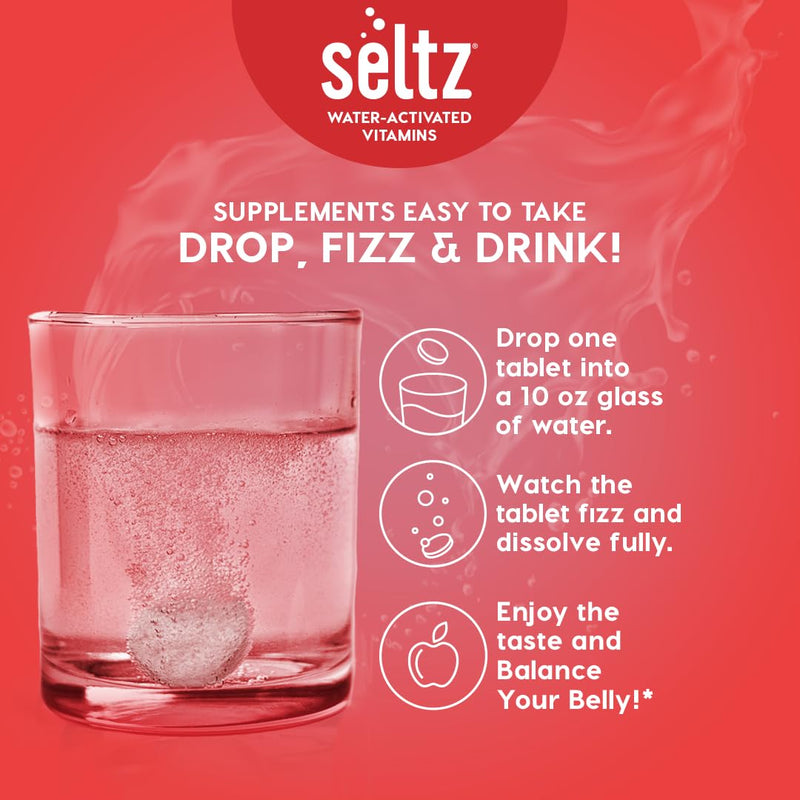 Seltz Apple Cider Vinegar Drink Tablets, Effervescent ACV with Vitamin B6 | Digestive Health, Blood Sugar and Gut Support, Drop Fizz and Drink, Refreshing and Supports Hydration, 20 Tablets, 1 Pack 20 Count (Pack of 1)