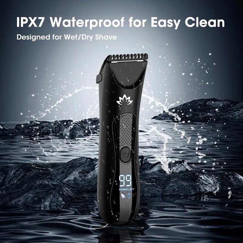 [Australia] - Manscape Body & Pubic Hair Trimmer for Men, Groin & Ball Trimmer Men, Bikini Trimmer Women, Body Groomer Ball Shaver for Smooth Wet/Dry Shaving, Led Light 