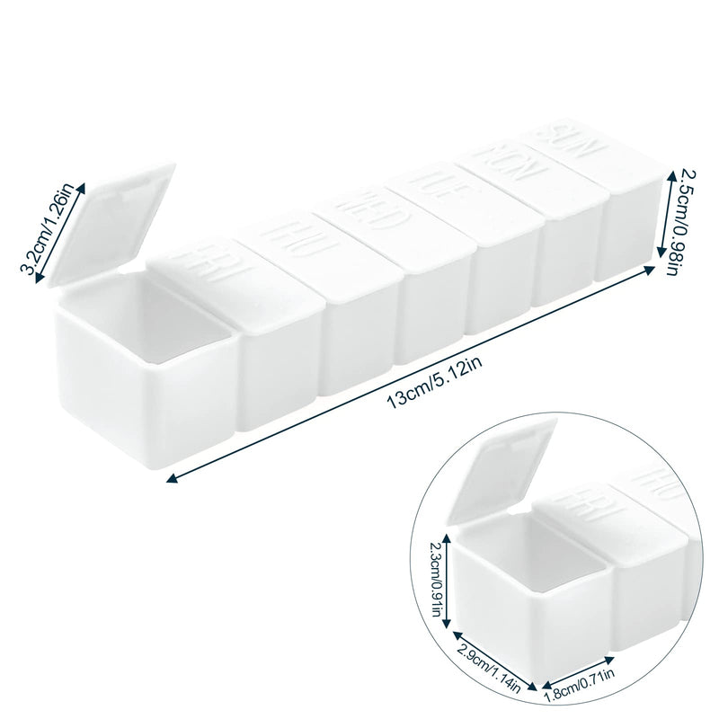 2Pcs Weekly Small Pill Organizer, 7 Day Pill Case, White | [Daily Vitamin Case Medicine Box] [Pill Containers for Medicine Supplements Fish Oil] 2