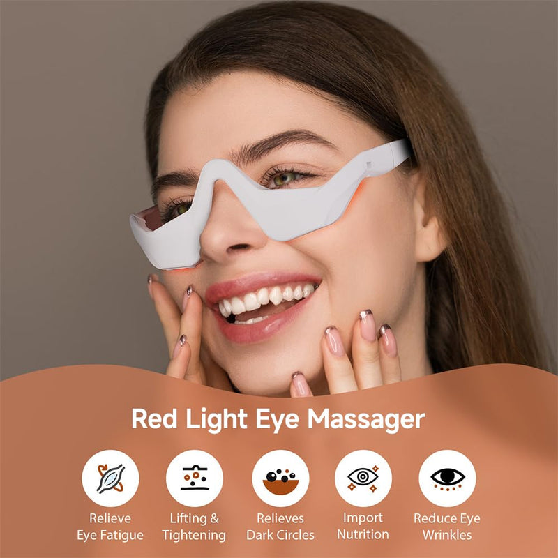 Red Light & Microcurrent Eye Massager – 3D Contour Under-Eye Device for Dark Circles, Puffiness, Fine Lines & Wrinkles – Rechargeable Anti-Aging Eye Therapy Glasses