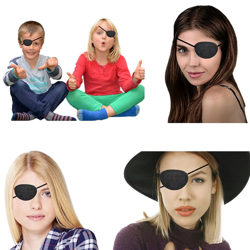 Monocular Black Eye Patch, Washable, Amblyopia, Medical Eye Patch, Pirate Suit for Adults and Children