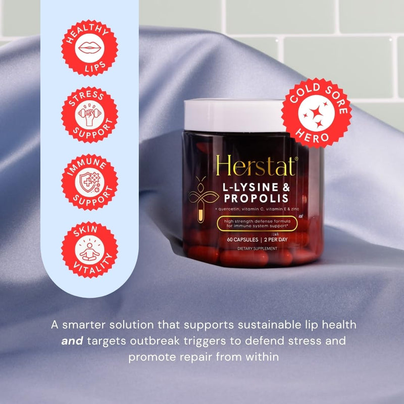 [Australia] - L-Lysine & Propolis | Advanced Lip Health & Immune Support | High Strength Formula with Quercetin, Vitamin C, Vitamin E & Zinc L-lysine 