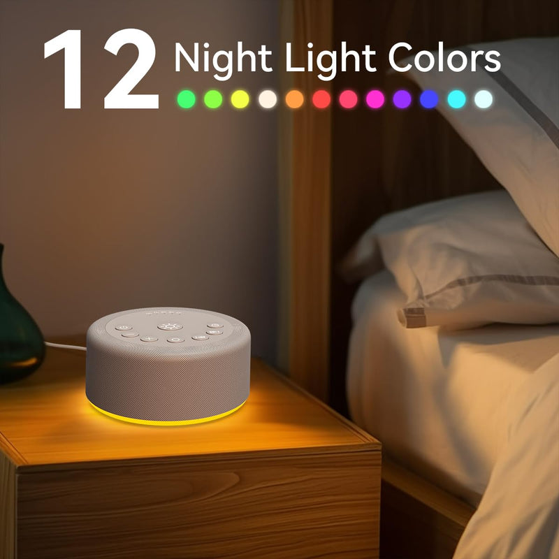 [Australia] - Sleep Sound Machine White Noise Machine 30 Non Looping Sounds 12 Night light Colors 5 Timers 36 Adjustable Volume Memory Function Brown Noise Sounds Machine for Baby kids Adult & Home Office Travel Grey 