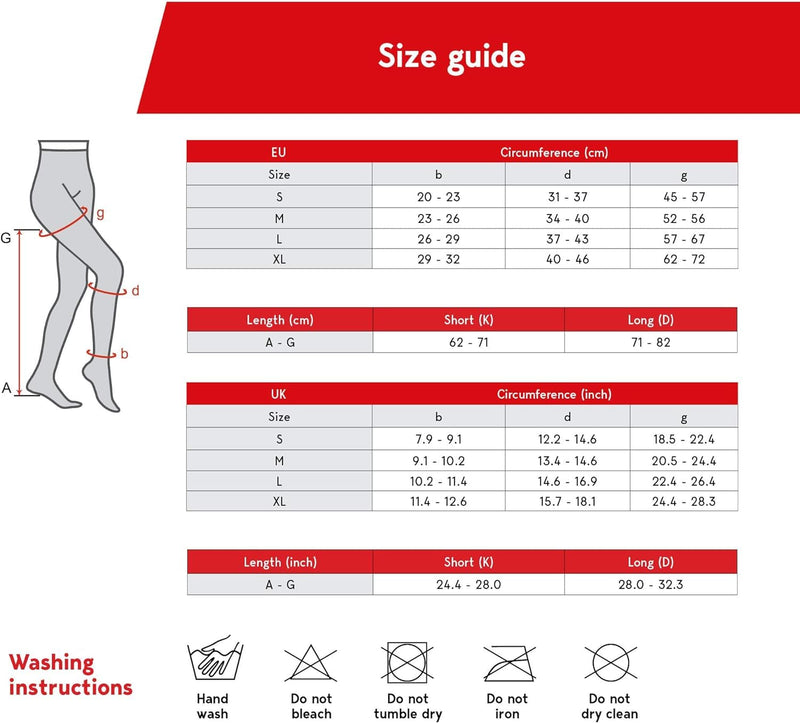 [Australia] - Lauma Medical 23-32 mmHg Compression Tights Class 2 with Closed Toe, Varicose Veins, Frequent Swelling in Legs, Pain in Calves and Feet Black L Size, Short 