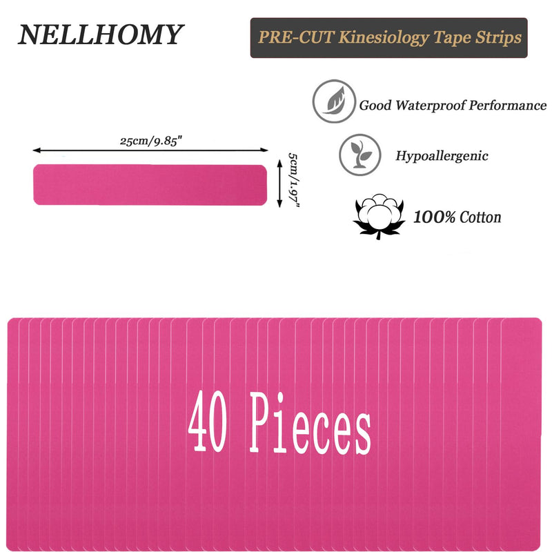 [Australia] - Pro Kinesiology Tape 40 Precut Strips,Elastic Athletic Tape,Original Cotton Waterproof Breathable Sports & Weightlifting Tape Muscles Pain Relief & Joints Support,K Tape(Pink) Pink 40PCS 