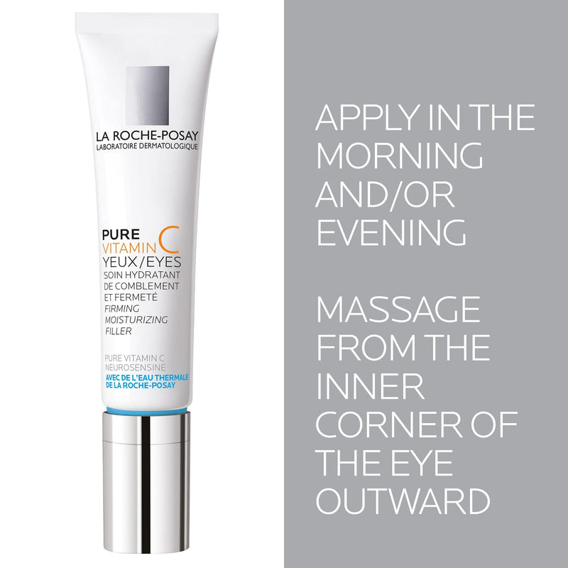 La Roche-Posay Redermic C Vitamin C Eye Cream with Hyaluronic Acid, 0.5oz | Eye cream with Centella Asiatica that helps reduce wrinkles for an anti-aging effect. Suitable for daily use.