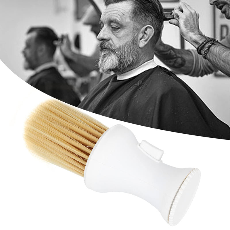 Neck Duster, Soft Barber Powder Brush Haircutting Cleaning Brush Hairbrush Neck Duster with Powder Dispenser for Neckline and Ears After Haircut(White)