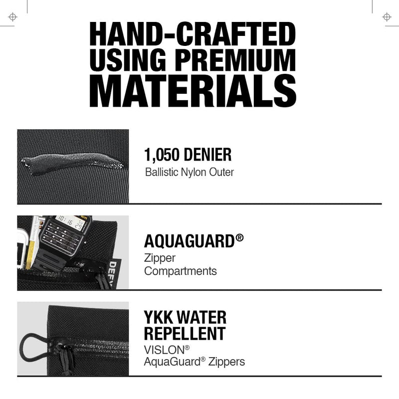 DEFY Project Ballistic Travel Pouch | Lightweight Nylon Organizer | Premium Tech Wallet | Water Resistant Travel Organizer (Large, Black) Large Ballistic Nylon Black