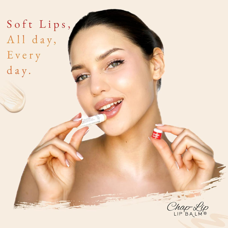 CHAP-LIP Lip Balm 48 Ct. with Fruit Flavors, Cocoa Butter, Coconut Oil Dermatologist Tested Moisturizing Vitamin E & Total Hydration Treatment & Soothing Lip Therapy 100% natural Made In USA 48 Count (Pack of 1)