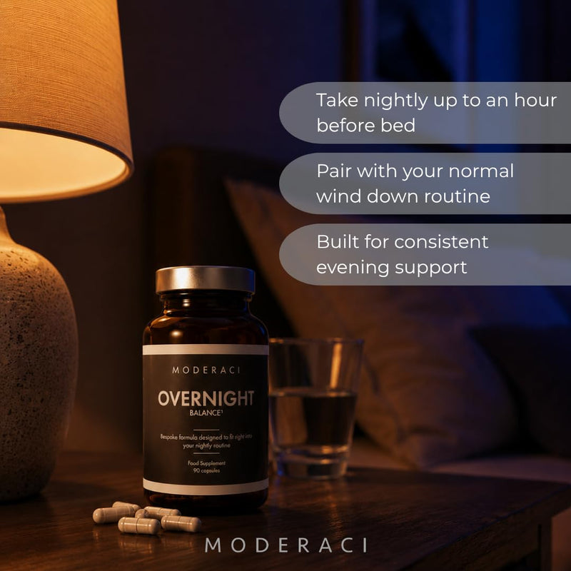 Overnight Balance | Sleep Support Supplement | 90 Capsules | by Moderaci