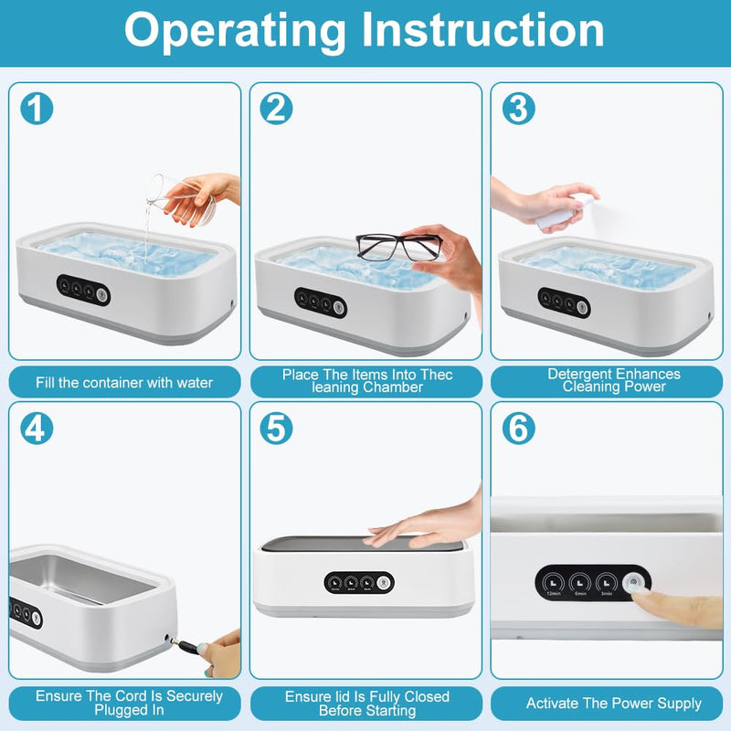 [Australia] - Ultrasonic Retainer Cleaner for Tooth，50KHz Jewelry Cleaner Deep Cleaning Machine -650ML Dental Cleaning Pod for Dentures/Mouth Guards/Eyeglasses-3 Timers -Stainless Steel, Reliable Use 