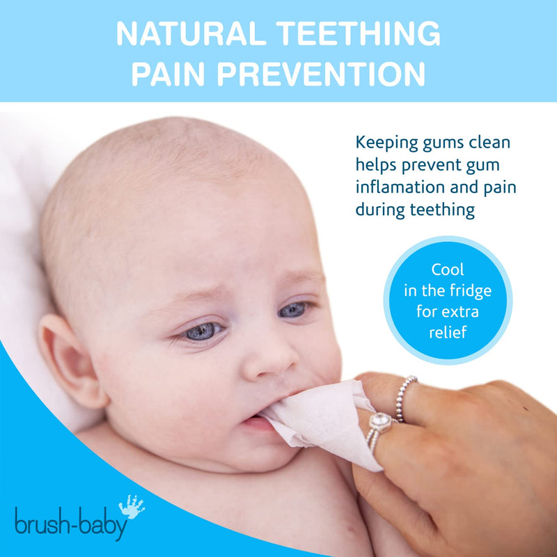 [Australia] - Brush Baby Teething Relief Dental Wipes for Ages 0-Toddler - Naturally Eliminate Teething Pain, Prevent Tooth Decay and Sour Milk Breath - 28 Finger Wipes 28 Count (Pack of 1) 