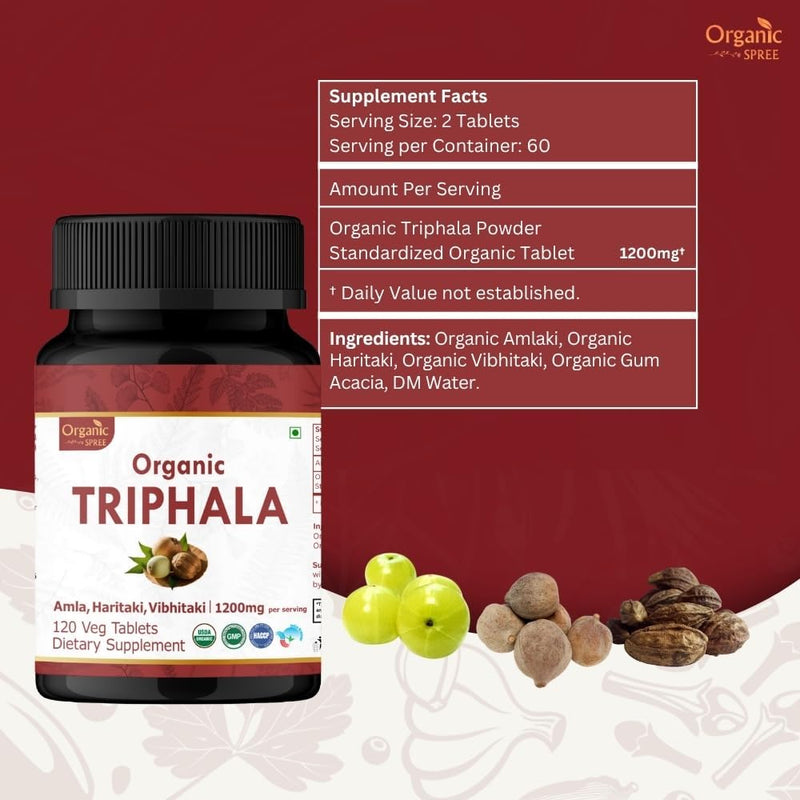 [Australia] - Organic Triphala Capsules | Made with Organic Amalaki Haritaki Bibhitaki Superfood | Detox, Cleanse & Rejuvenation | Maintains Regularity Aids Digestion | Non-GMO (120 Capsules) 