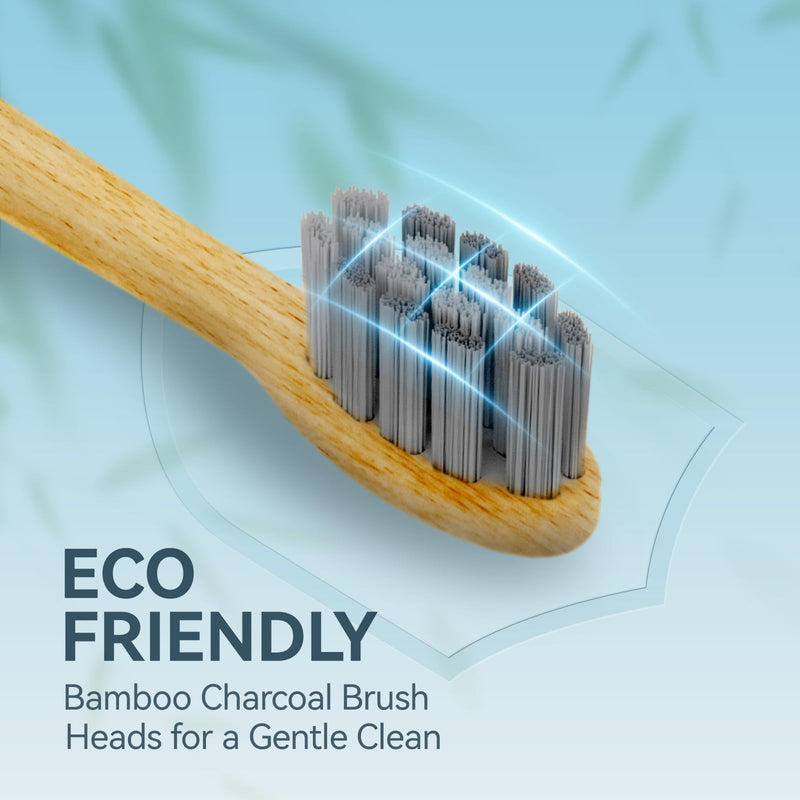 [Australia] - Bamboo Electric Toothbrush, Sonic Electric Bamboo Toothbrush for Adults, IPX7 Waterproof Rechargeable Toothbrush, 5 Cleaning Modes, 4 Bamboo Brush Heads Soft Bristle 