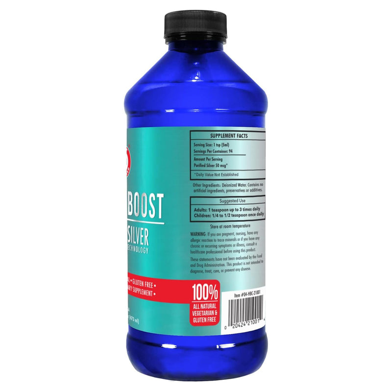 Be Smart Get Prepared Nano Silver Immuno Boost - 16 oz | Daily Immune Supplement for Family - Gluten Free, Vegetarian - Made in USA